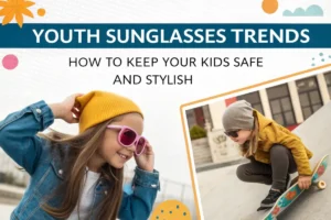 Children wearing trendy youth sunglasses, showcasing colorful and protective designs for both safety and style in outdoor activities.
